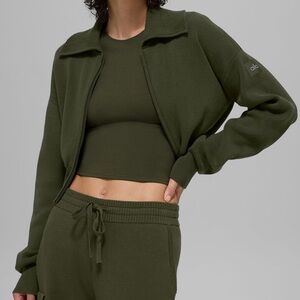 ALO Scholar Knit Cropped Full Zip Jacket